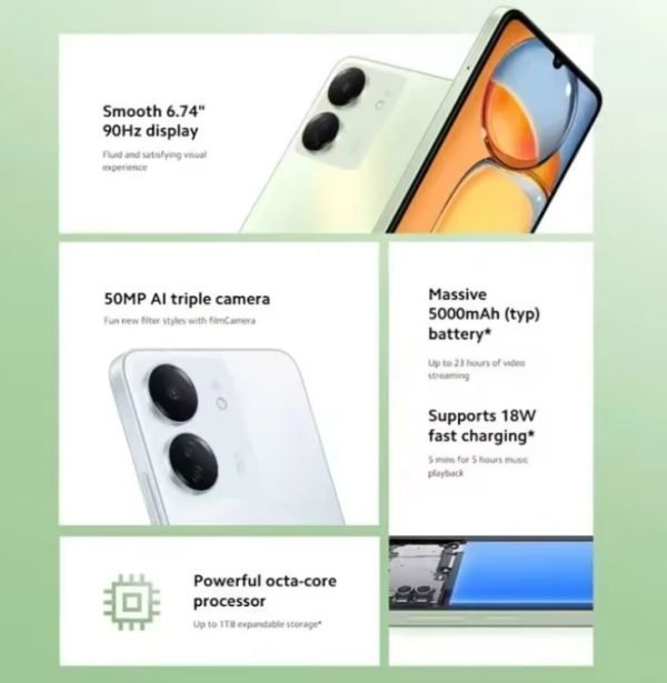 2023 Global Version Xiaomi Redmi 13C 128GB / 256GB MediaTek Helio G85 Octa Core 50MP Camera 5000mAh 90Hz 6.74" Display MIUI 14 - Image 2
